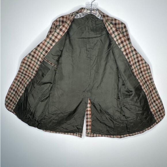 Vintage 1970s Brown Green Plaid Checked Women’s Blazer Jacket medium - Picture 6 of 15